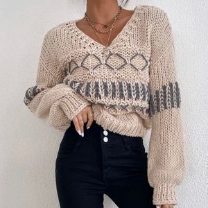 NWOT boho woven , Oversized , cropped sweater free people
